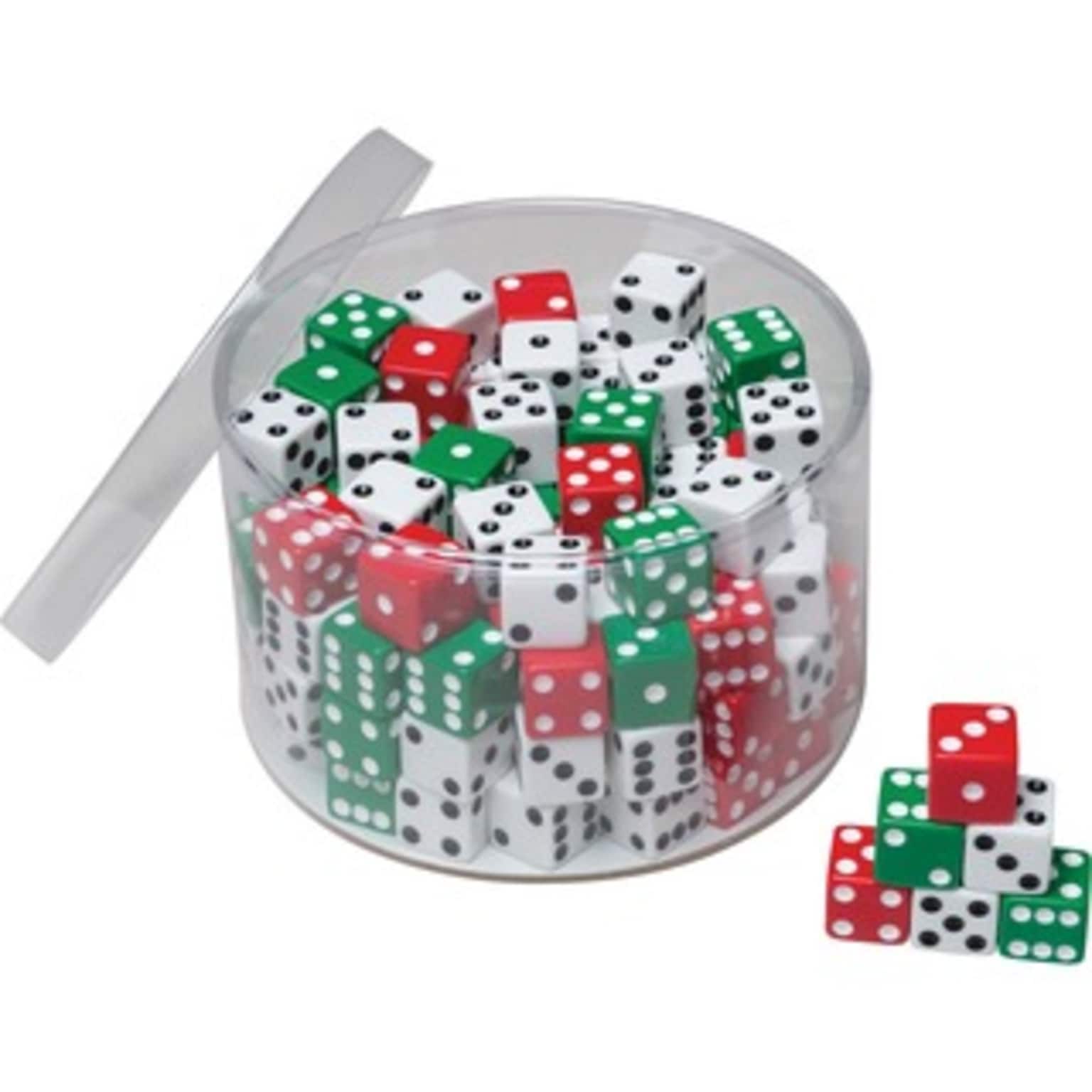 Pacon Dice Drum Green, Red, White 144/Pk