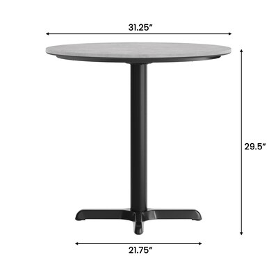 Flash Furniture Acadia 31.25" Round Wooden Dining Table with X-Base, Gray Faux Concrete/Black Base (STRD31CGT2222)