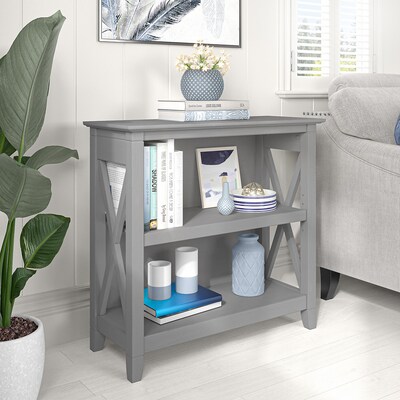 Bush Furniture Key West 30"H 2-Shelf Bookcase with Adjustable Shelf, Cape Cod Gray (KWB124CG-03)