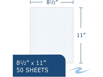 Roaring Spring Paper Products Graph Pad, 8.5" x 11", Graph-Ruled, White, 50 Sheets/Pad, 72 Pads/Carton (95161CS)