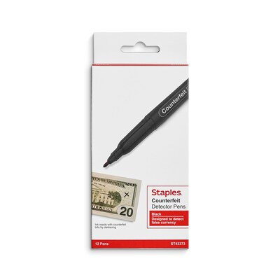 Staples® Counterfeit Pens, Black, 12/Pack (ST43373-CC)