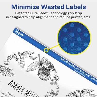 Avery Laser/Inkjet Decorative Edge Multipurpose Labels, 4-3/4" x 3-1/2", Clear, 400/Box (94600)