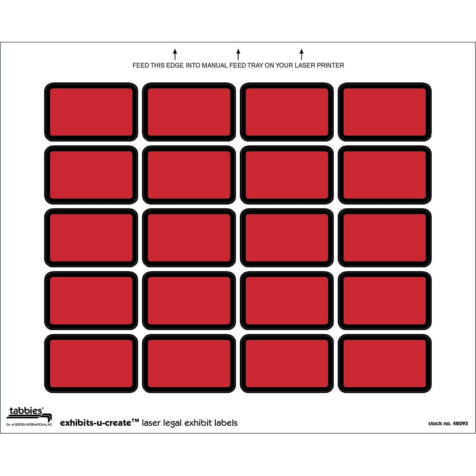 Tabbies Exhibits-U-Create Labels, Blank, 1 X 1 5/8, Red, 240/Pack (48093)