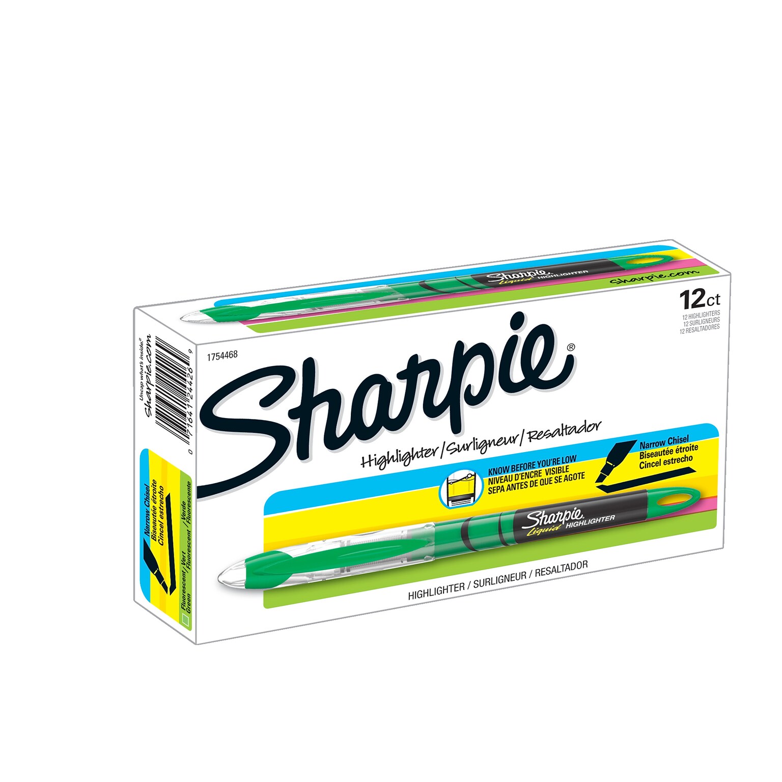 Sharpie Liquid Highlighter, Chisel Tip, Green, Dozen (24426/1754468)