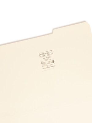 Smead Manila Folder, 1/3-Cut Tab Right Position, Legal Size, 100/Box (15333)