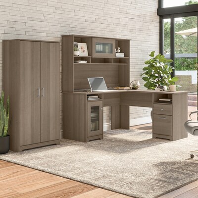 Bush Furniture Cabot 61"H Tall Storage Cabinet with 4 Shelves, Ash Gray (WC31299)