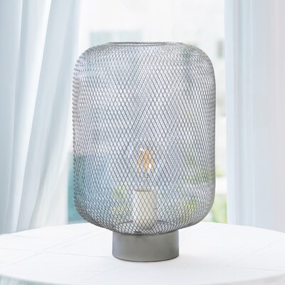 Creekwood Home Mesh Wire 11.8" LED Table Lamp, Gray (CWT-1002-GY)