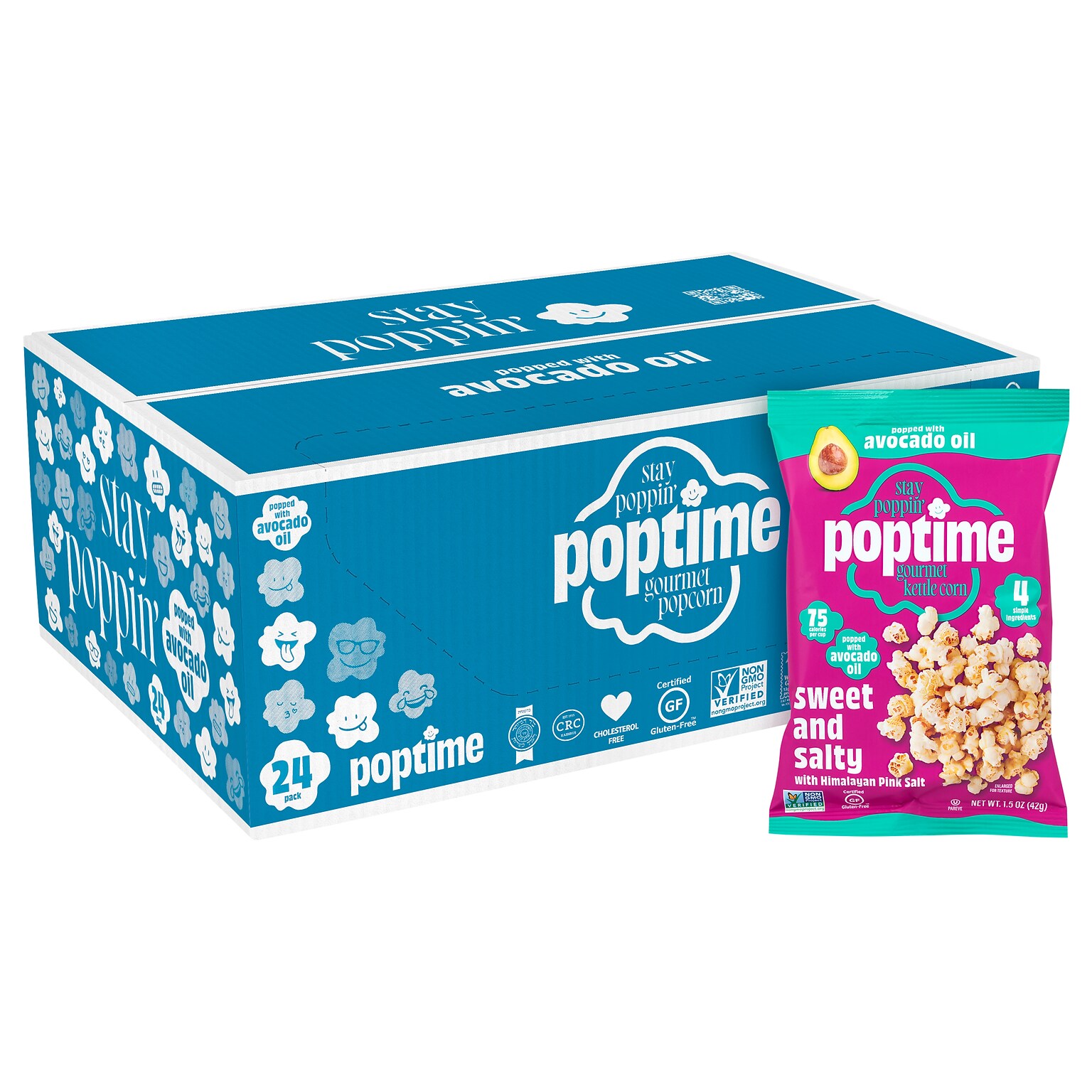 Poptime Avo Sweet & Salty Popcorn, 1.5 oz., 24/Pack (220-02884)