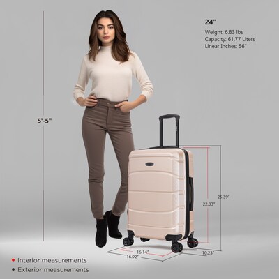DUKAP Sense 24" Hardside Suitcase, 4-Wheeled Spinner, TSA Checkpoint Friendly, Champagne (DKSEN00M-CHA)