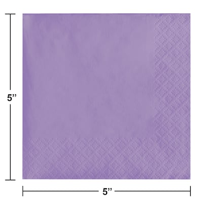 Creative Converting Touch of Color Beverage Napkins, 2-ply, Luscious Lavender Purple, 600/Carton (139186154)