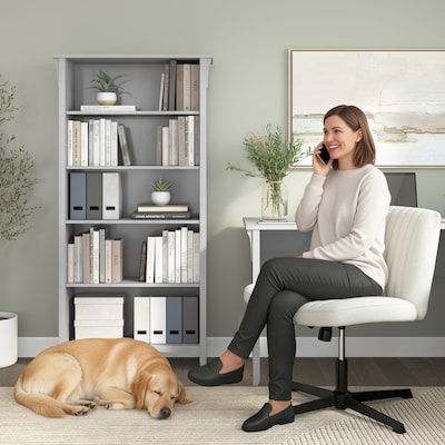 Bush Furniture Salinas 63"H 5-Shelf Bookcase with Adjustable Shelves, Cape Cod Gray Laminated Wood (SAB132CG-03)