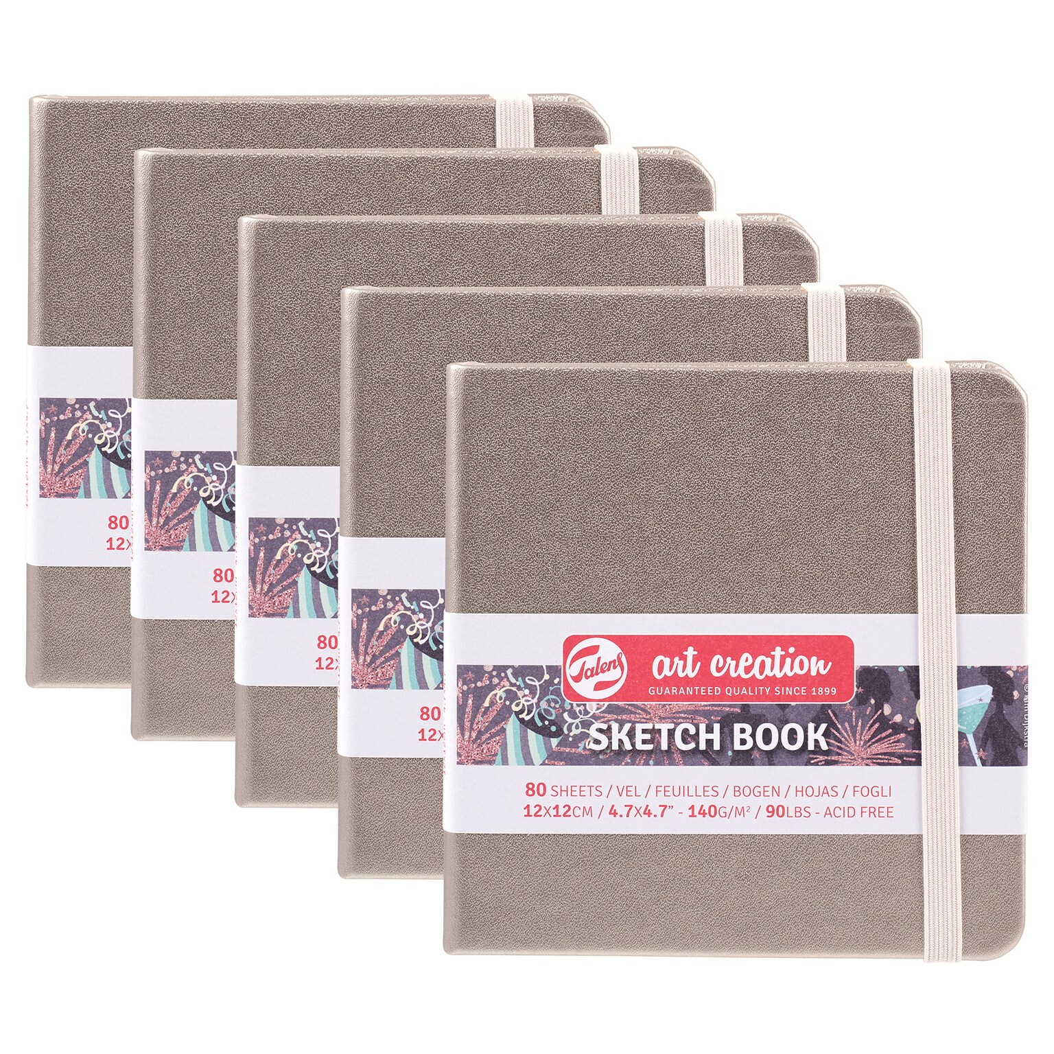 Talens Art Creation 4.7 x 4.7 Sketch Book, 80 Sheets/Book, 5/Bundle (TLN9314244M-5)