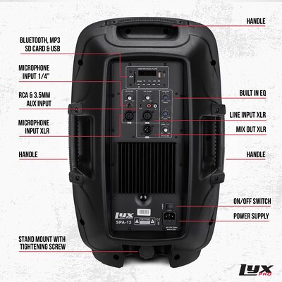 LyxPro 12 Inch Portable PA Speaker (LYXSPA12)