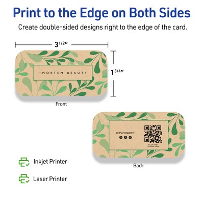 Avery Business Cards, 1-3/4" x 3-1/2" , Matte Kraft Brown, 200/Pack (95286)