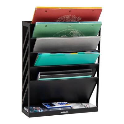 Mind Reader 5-Compartment Mountable Plastic Vertical File Storage, Black (WALLANCH-BLK)