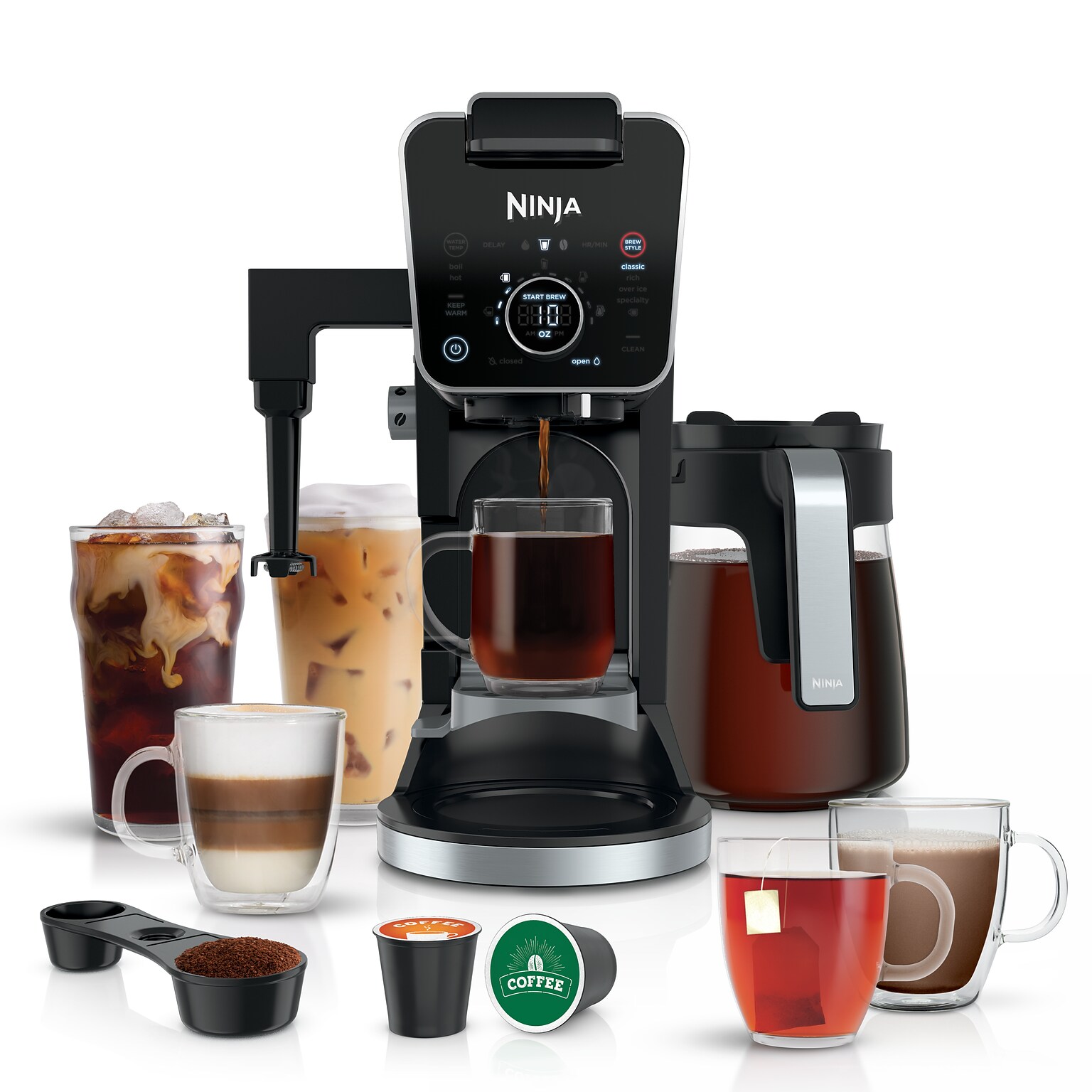 Ninja 12-Cups Single Serve & Automatic Drip Coffee Maker, Black (CFP301)