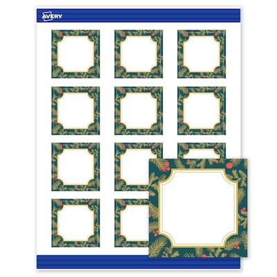 Avery Gold-Teal Berries Matte Blank Card, White, 120/Pack (S00-FF7)
