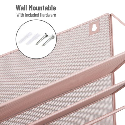 Mind Reader 5-Pocket Metal Mesh Mountable Wall File, Letter Size, Pink (MAGSTACK-PNK)