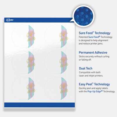 Avery Laser/Inkjet Circle Multipurpose Labels, 3" Dia., White, 60/Pack (S00-EVG)