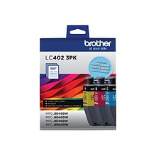 Brother LC402 Assorted Colors Standard Yield Ink Cartridges, 3/Pack (LC4023PKS)