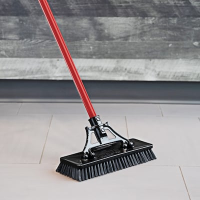 Libman 13.5" Polymer Industrial Heavy-Duty Floor Scrub, Black/Red, 4/Pack (1576)