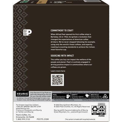 Peet's Coffee Café Domingo Coffee Keurig® K-Cup® Pods, Medium Roast, 22/Box (6543)