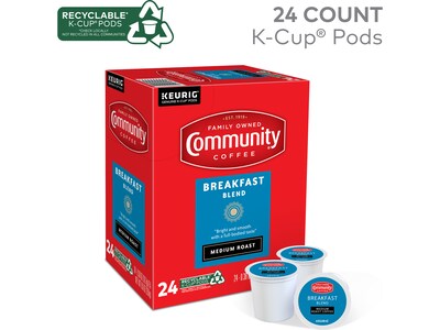 Community Coffee Breakfast Blend Keurig K-Cup Pod, Medium Roast, 24/Box (5000374324)