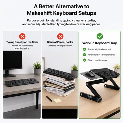 Uncaged Ergonomics WorkEZ Adjustable Keyboard and Mouse Tray, Black (WEKTb)