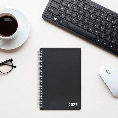 2027 Staples 5" x 8" Weekly & Monthly Planner, Plastic Cover, Black (ST21490-27)