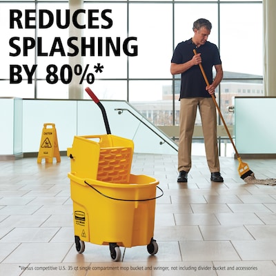 Rubbermaid WaveBrake 2.0 Janitorial Side-Press Bucket and Wringer, 26 Quart, Yellow (FG748000YEL)
