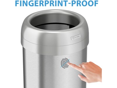 HLS Commercial Stainless Steel Trash Can with Open Lid, 16-Gallon, Silver (HLS16STR)
