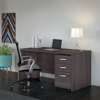 Bush Business Furniture Studio C 60"W Office Desk with Mobile File Cabinet, Storm Gray (STC014SG)
