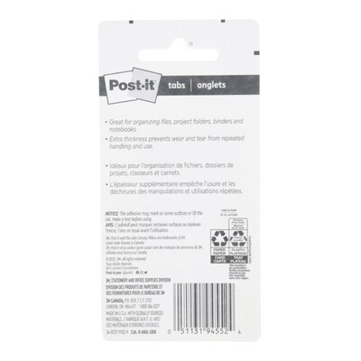 Post-it Tabs, 1" Wide, Assorted Colors, 66 Tabs/Pack (686L-GBR)