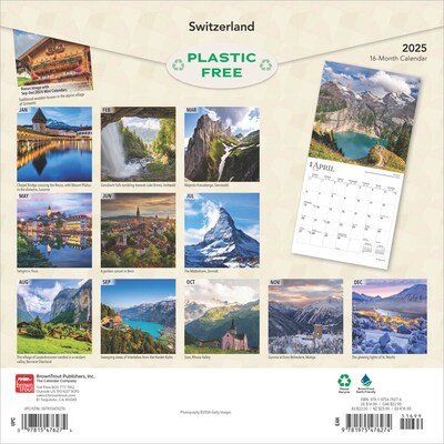 2025 BrownTrout Switzerland 12 x 24 Monthly Square Wall Calendar (9781975476274)