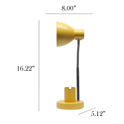 Simple Designs Sleek Essentials LED Desk Lamp, 16.22", Yellow (LD1076-YLW)