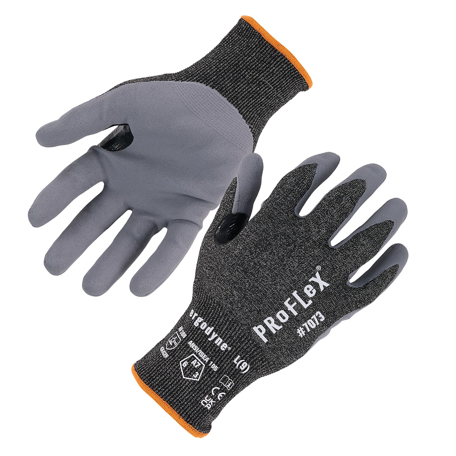 ProFlex 7073 Cut-Resistant Nitrile Coated Gloves, Medium, 21 Gauge, A7 Cut Level, Gray, Pair (10503)
