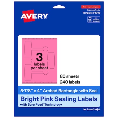Avery Laser/Inkjet Multipurpose Labels, 5-7/8 x 4, Bright Pink, 240 Labels/Box (19479370799)