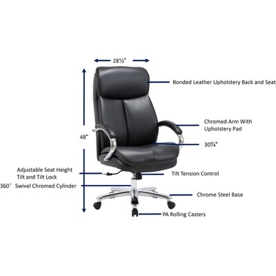 Lorell Big & Tall High-Back Chair, 400 lb. Capacity, Black (LLR67004)