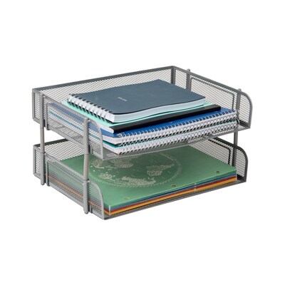 Mind Reader Metal Side Loading Stackable Letter Tray, Letter Size, Silver (ESTACK2-SIL)