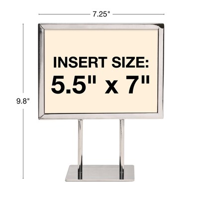 Global Printed Products Horizontal Generic Holder, 5.5" x 7", Table Top/Countertop, Silver Metal (CTSGN-55X7)
