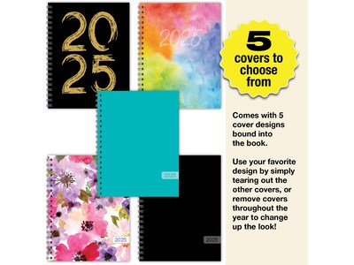 2025 Global Printed Products 8.5" x 11" Calendar Year Weekly & Monthly Planner, Plastic Cover, Black/Gold (SPLS25-8511-F)