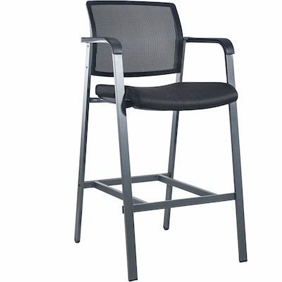 Lorell Contemporary Fabric Full Back Industrial/Shop Stool, Black/Gray (LLR30954)