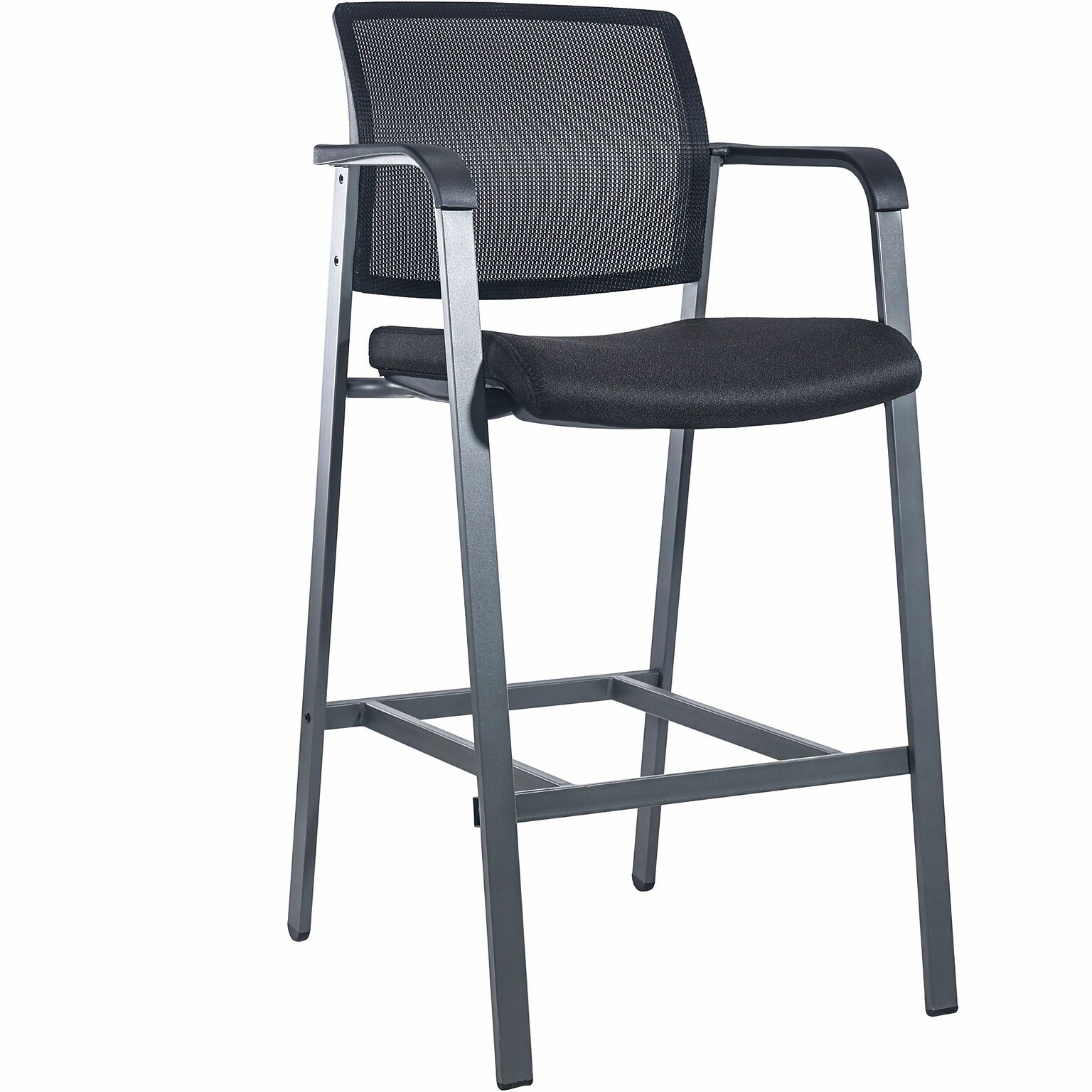 Lorell Contemporary Fabric Full Back Industrial/Shop Stool, Black/Gray (LLR30954)