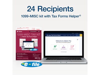 Adams 2024 1099-MISC Tax Form with e-files and Access to Adams Tax Forms Helper, 4-Part, 2-Up, Copy