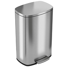 iTouchless SoftStep Stainless Steel Indoor Step Trash Can with Lid, 13.2 Gallon, Silver (PC13RSS)