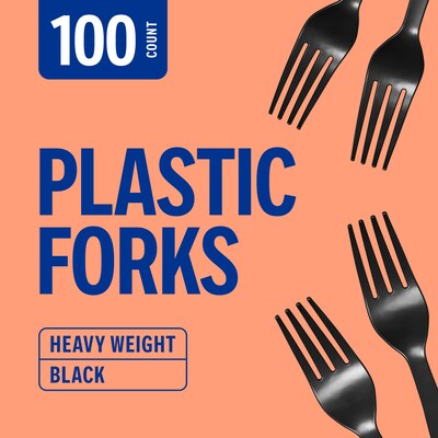 Perk™ Polystyrene Fork, Heavy-Weight, Black, 100/Pack (PK56392)