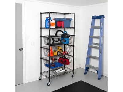 Honey-Can-Do 3-Shelf Steel Shelving Unit, 73.6" x 35.6" x 17.9", Black (SHF-09977)