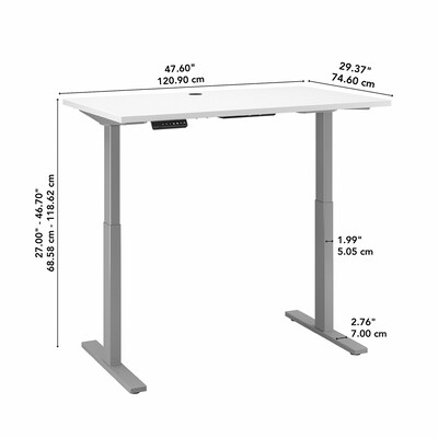 Bush Business Furniture Move 60 Series 27''-47'' Adjustable Standing Desk, White (M6S4830WHSK)