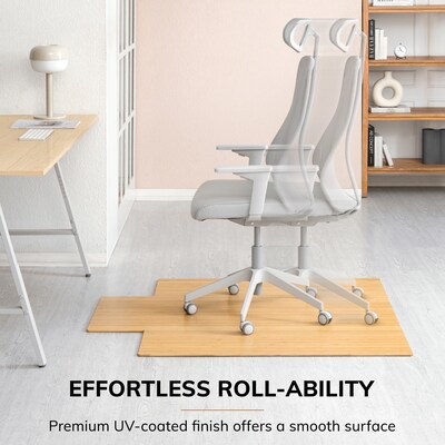 Anji Mountain Standard Bamboo Carpet & Hard Floor Chair Mat with Lip, 44" x 52", Natural (AMB24005)