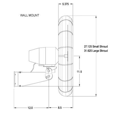 Global Industrial 30" Deluxe Oscillating Wall Mount Fan, 3 Speed, 10,000 CFM, 1/2 HP (258322)